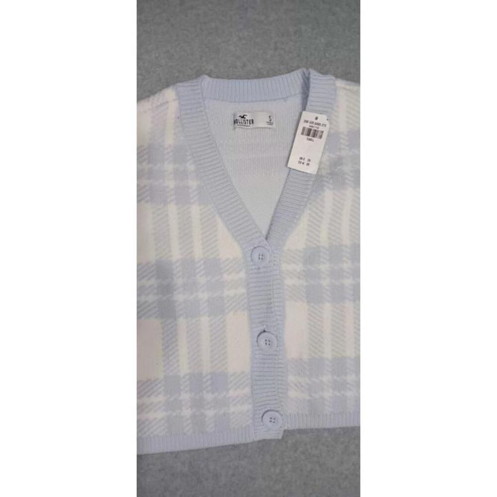 NWT! Hollister Cropped Sweater Button Up Cardigan Womens Size Small White And... - Picture 3 of 9